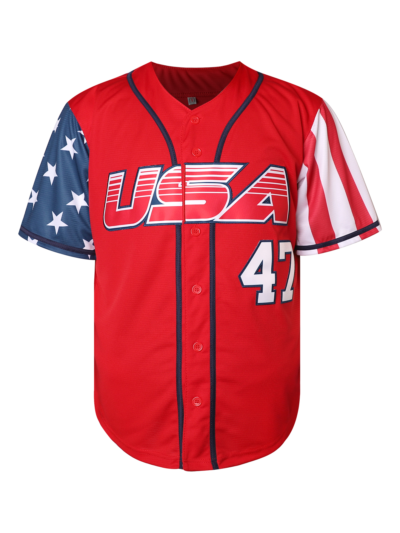 Men's Number 47 TRUMP Embroidery Pinstripe Baseball Jersey, Athletic Style, V-neck Sports Shirt For Casual Wear
