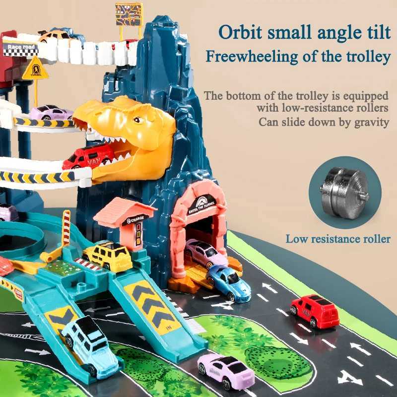 Dinosaur rail car toy train adventure car parking lot childrens puzzle 2-3 years old 4 boys X250114