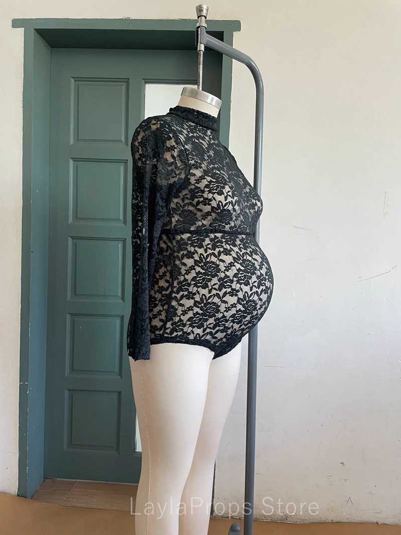Lace maternity photography prop jumpsuit stretch pregnancy photo shoot for boys or girls Par tight fitting long sleeved W250113
