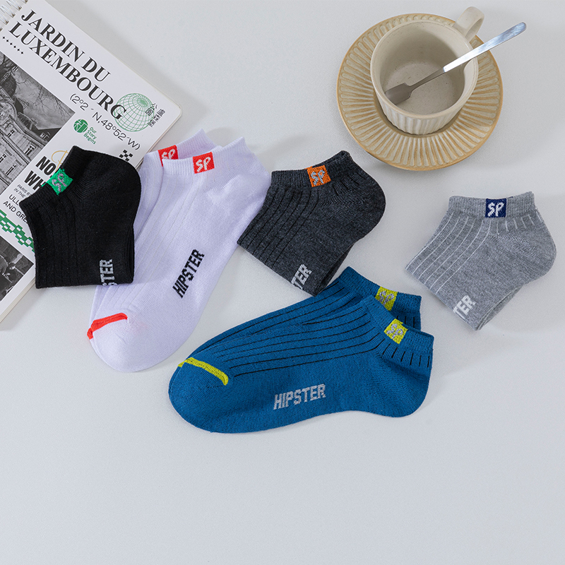 5 Pairs Men Short Socks With Versatile Letters High-Quality Breathable Boat Socks Low Chest Shallow Mouth Socks Men Casual Socks