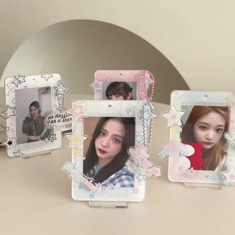 Acrylic Photocard Holder Kpop Photo Idol Display Frame Creative Picture Card Protective Case Room Desktop Decor H260306