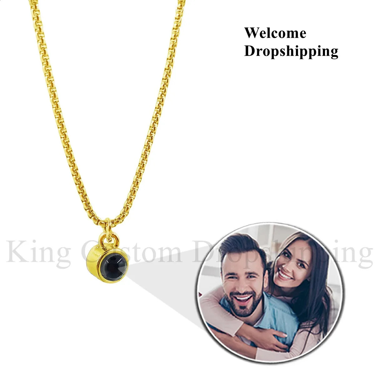 Custom Po Circle Projection Mens Necklace Original for Boyfriend and Family Circle Pendant Christmas Gift 250107