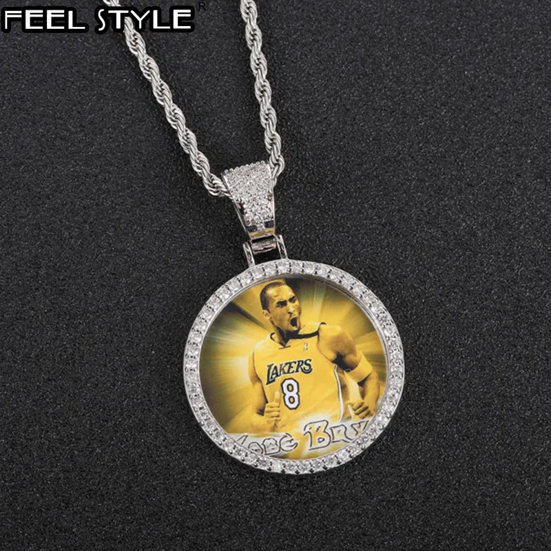 Hip Hop Custom Made Po Roundness Wing Solid Back Iced Out Bling Cubic Zircon Personalized Necklace Pendant For Men Jewelry 250107