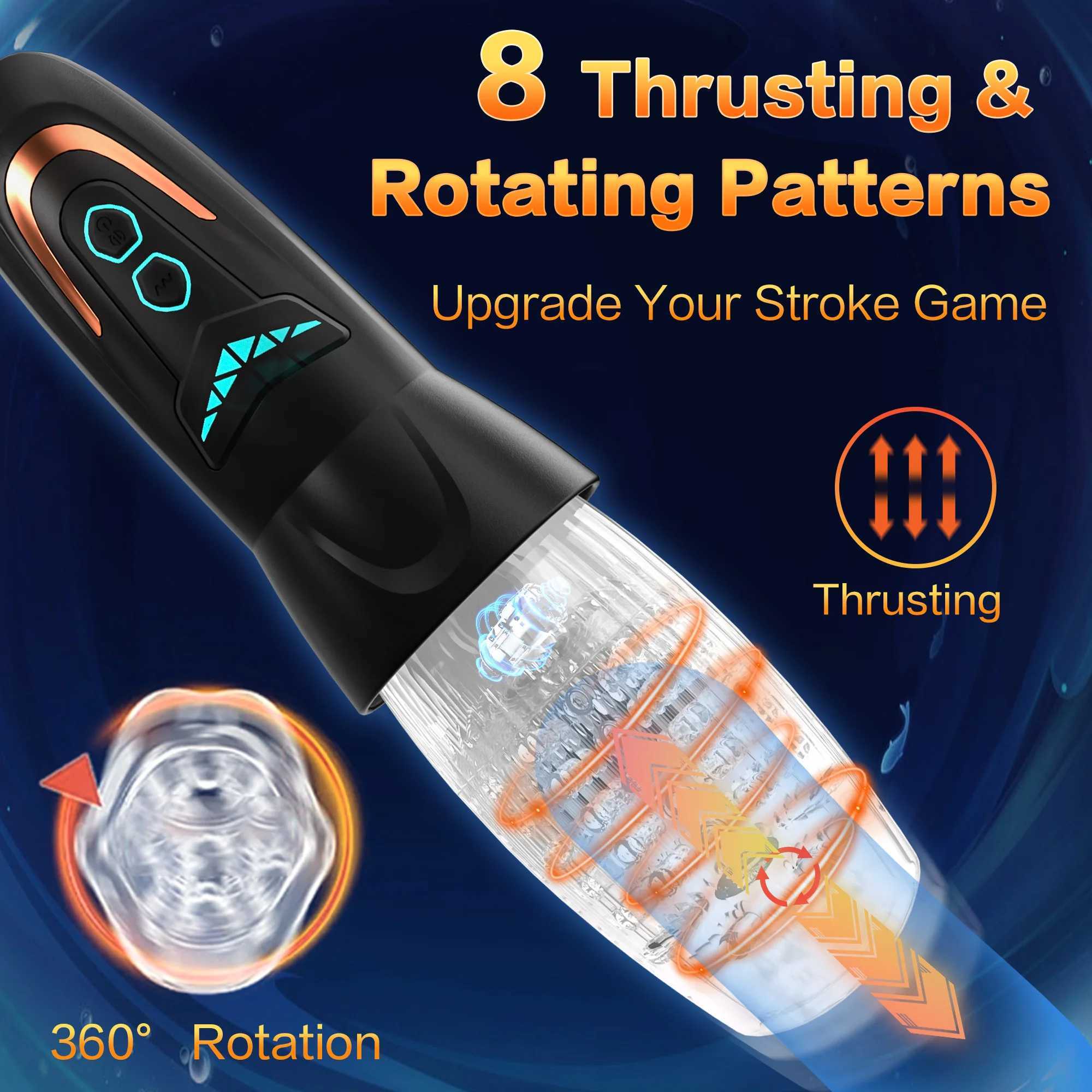 Automatic Rotation Male Masturbators Cup Blowjob Sex Mane Pocket Pussy Penis Massager Glans Adult Sex Toys for ManW250114