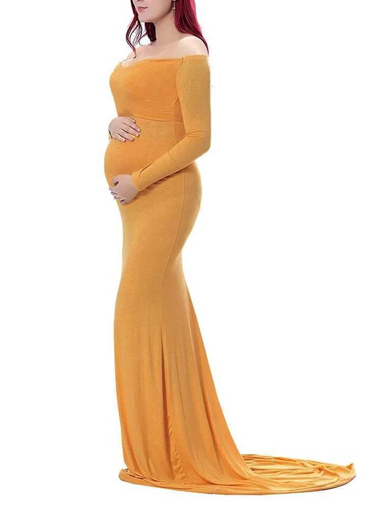 Pregnant womens solid color Par floor length photography props elegant white clothing W250113