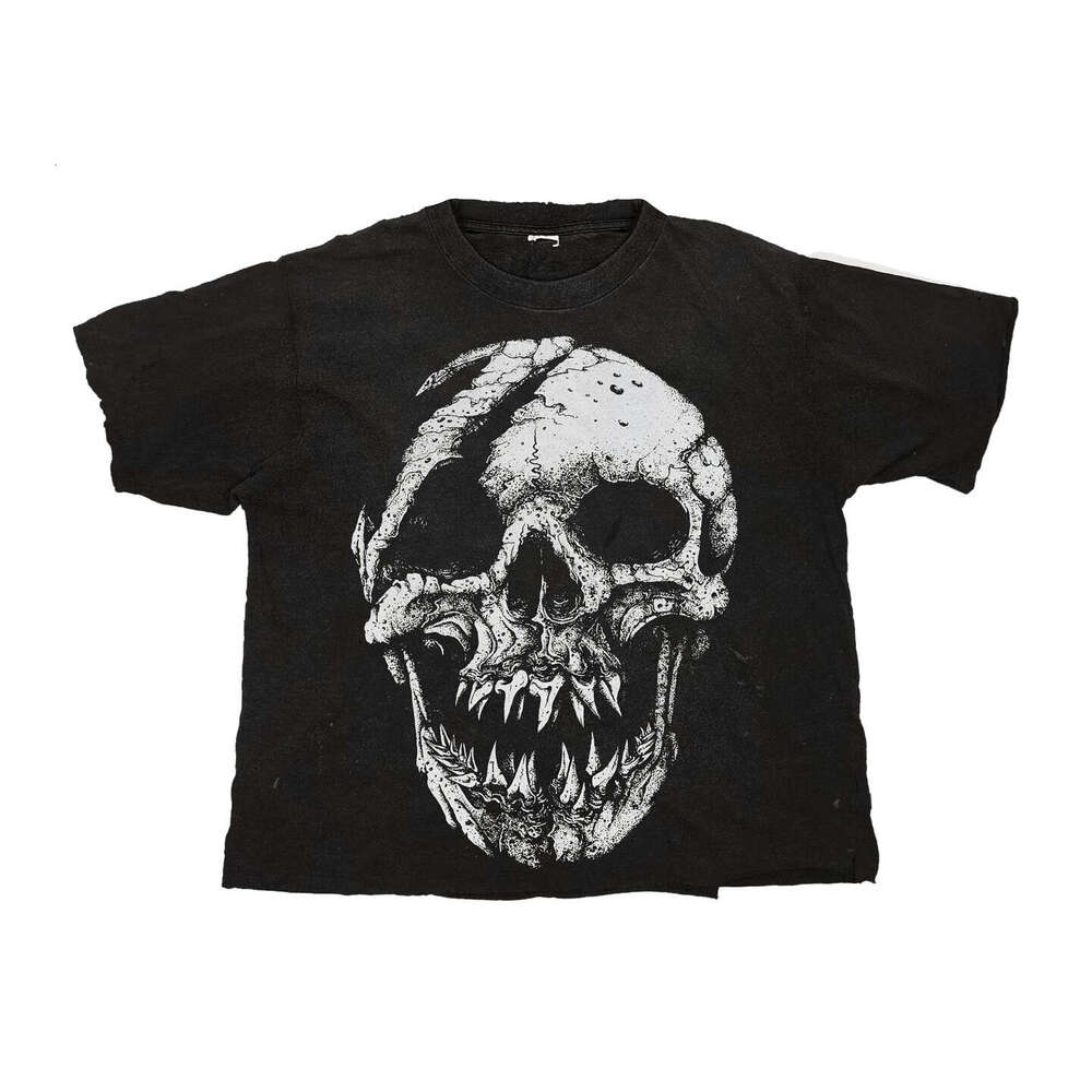 American Classic Short T Trendy Creative Design Sense Summer Black Printed Cotton Top