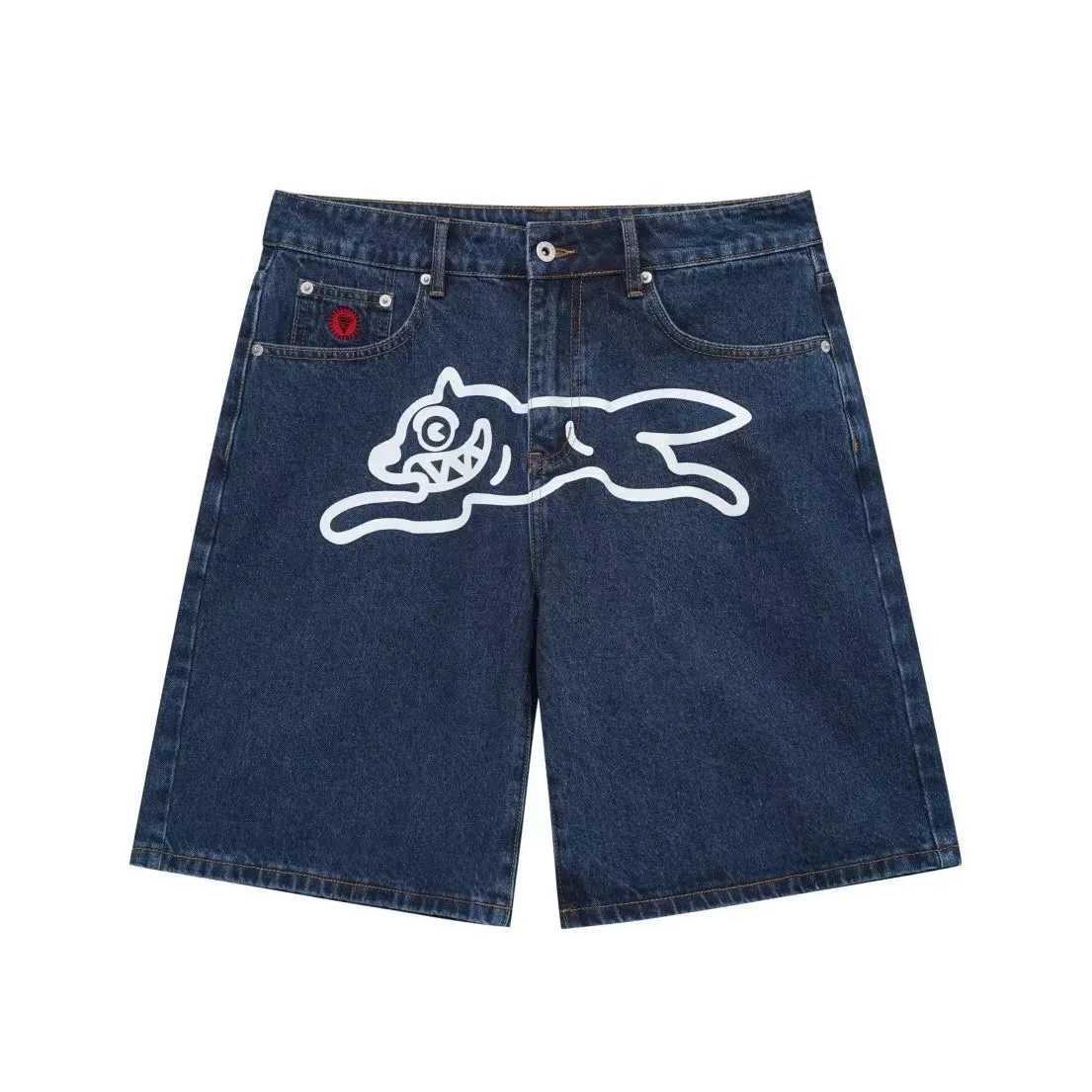 Shorts Y2K Jeans Harajuku Hip Hop Flying Dog Graphic Print Retro Blue Baggy Denim Gym Shorts Mens Womens High Waist Casual ShortXJ250113
