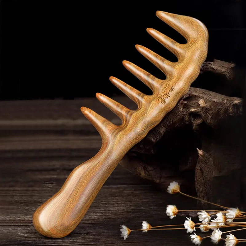 Hair Comb for Curly Wide Tooth Sandalwood No Static Natural Wooden Detangling for Women Massage Brush 250107