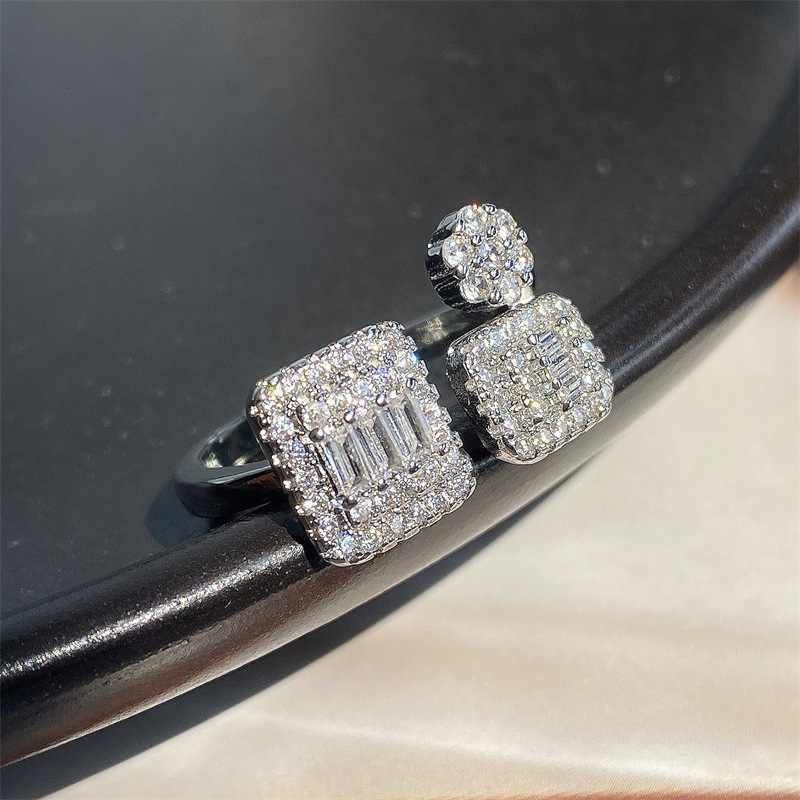Choucong Gorgeous Weddding Rings Luxury Jewelry 925 Sterling Sillver Fill T Princess Cut White 5A Cubic Zircon CZ Diamond Gemstones Women Open Ring Ad