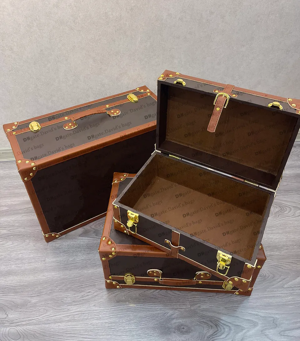 home France's Top Luxury Design For Men and Women Suitcases Storage Box Travel Bag Three Handmade Original stripe strong trunk boxes handle