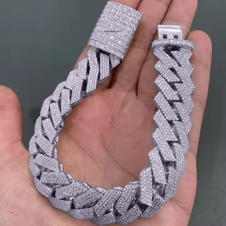 2025 Moissanite Cuban Necklace S Sterling Sier cuban for moissanite chain men Hip hop Jewelry with certificate Free delivery