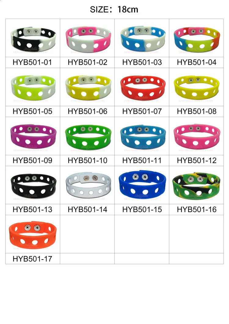 50pcs 18CM Wristbands Silicone Bracelets Fit Shoe Charms Kids gifts 250107