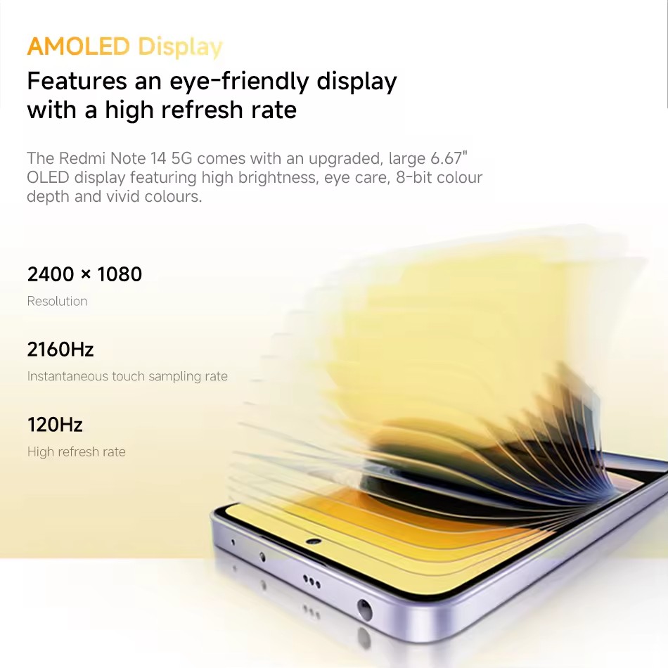 Global Version Xiaomi Redmi Note 14 5G, 8GB+256GB,6.67" AMOLED display,108MP AI camera system with OIS, 45W turbo charging with 5110mAh battery, 