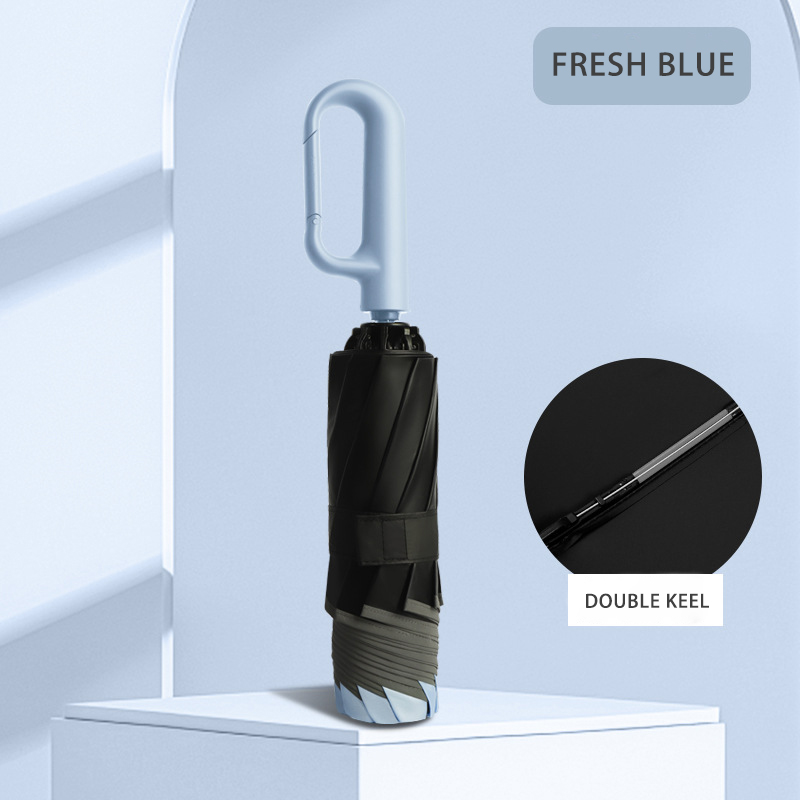 Large-Sized Auto Folding Umbrella for All Weather Conditions - Includes Durable Ring Hook and Anti-UV Features