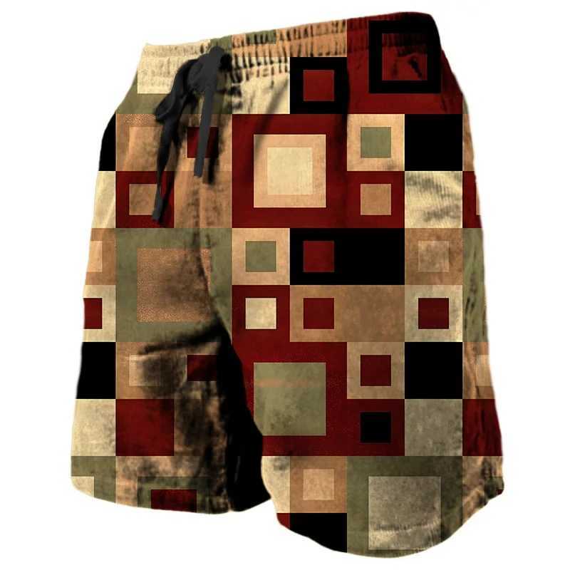 Mens Retro Beach Shorts Classic Compass 3D Printed Street Hip Hop Mens Retro Beach Shorts Breathable Daily Holiday Ice ShortsXJ250407