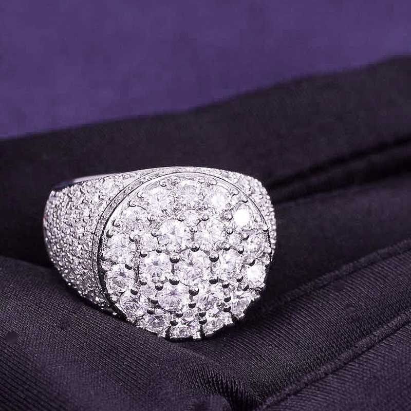 2024 Hip Hop Fine Jewelry Passd Diamond Tester 925 Silver Iced Out VVS Moissanite Cluster Prong Dome Ring For Men Women