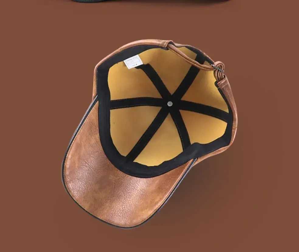 Winter windproof and warm leather baseball C mens outdoor Casaul PU hat mens velvet Snback Cs 56-60cm W250113