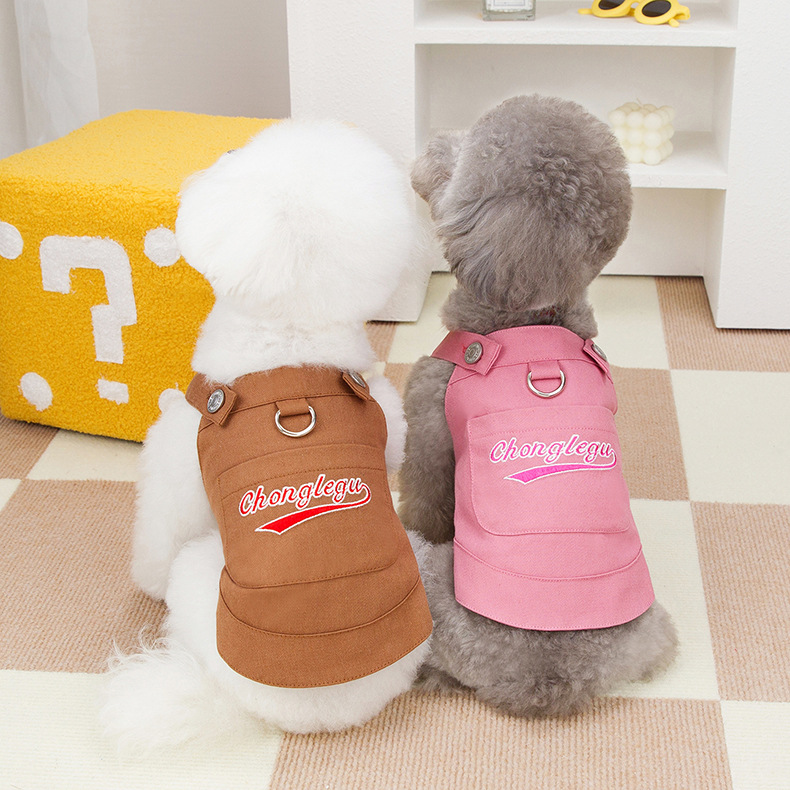 2025 Wholesale pet Teddy Bear small dog clothing hot Spring/Summer Denim T-shirt for dogs and cats