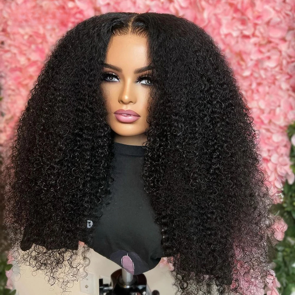 200density Brazilian Kinky Curly HD Lace Frontal Wig Human Hair Deep Curly 13x4 Transparent Lace Front Wigs 30Inch Glueless Synthetic Closure Wig