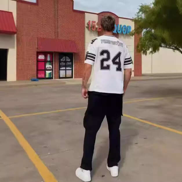 Hip hop sports breathable short sleeved men's mesh round neck T-shirt casual street splicing Harajuku top