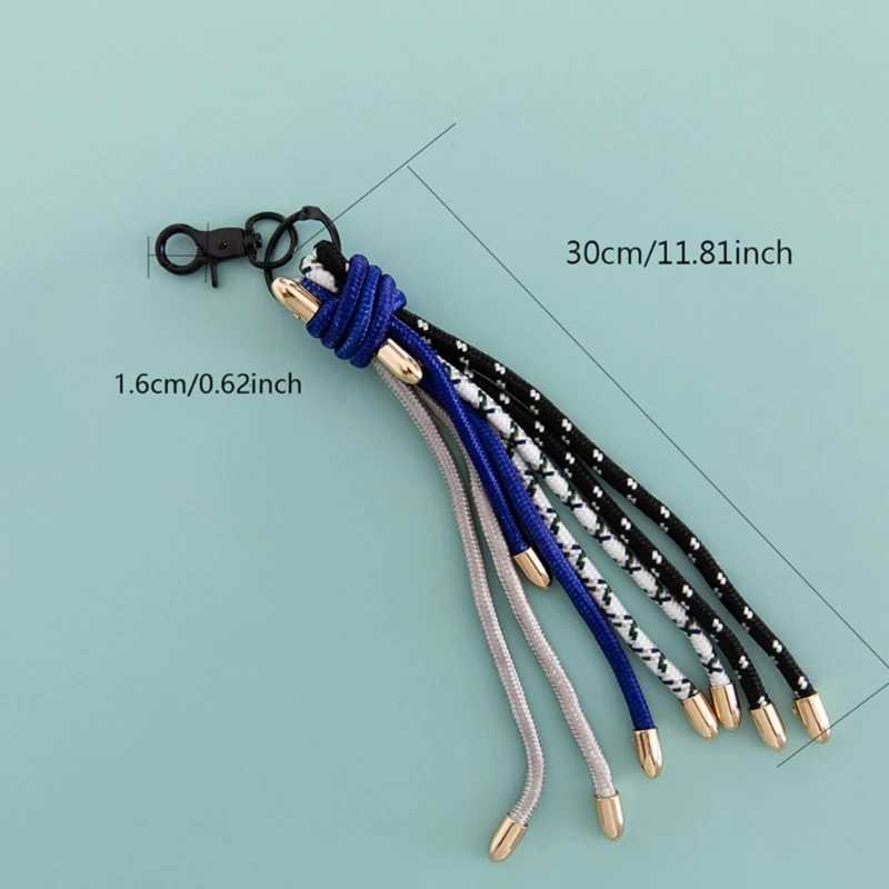 Keychains Lanyards Handmade Key Holder Functional Accessory Convenient Hand Woven Lanyard Fringe Keyrings for Backpacks Bag H250115