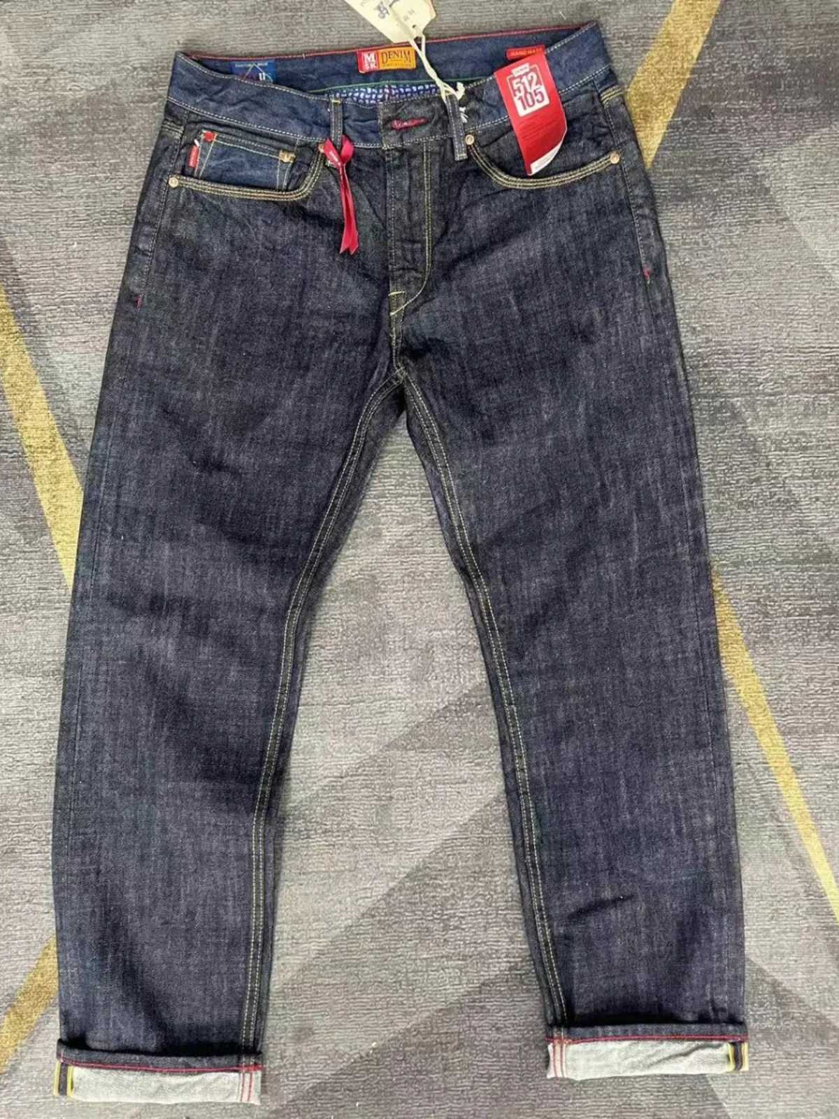 5oz 00% Cotton Red Selvedge Denim Jeans for Men Heavyweight Vintage Washed Casual Tapered Straight Trousers High Quality 502 W250115