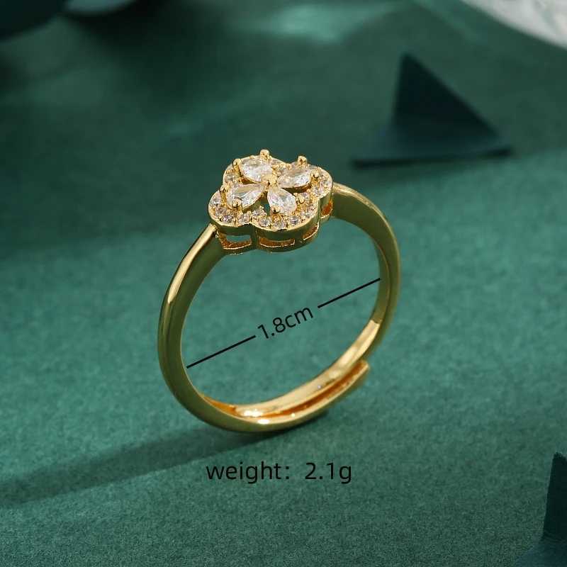 Cluster Rings One of high quality 18kGold Ring Women Engagement Anniversary Wedding Four Leaf Clover Trendy Classic Womens gift H250115