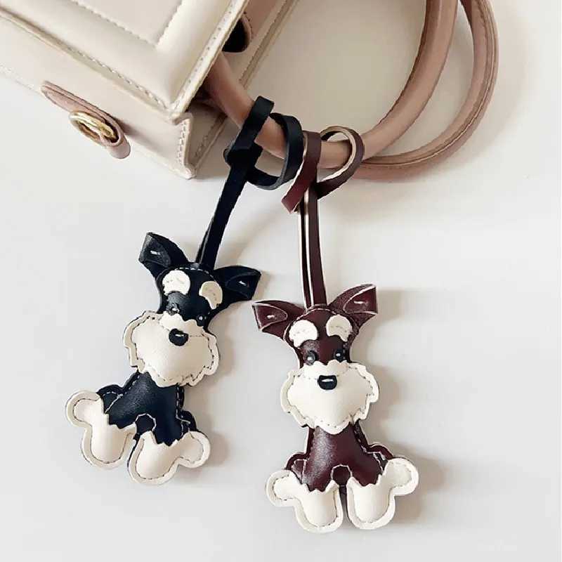 Keychains Lanyards Classic Cute Puppy Dog Bag Pendant Key Chain Fashion PU Leather Animals Ring Handbag Decoration Accessories H250115