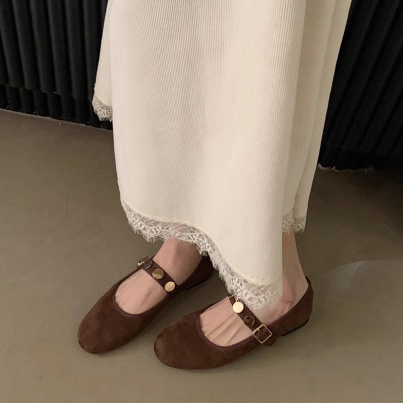 Autumn Women Round Toe Mary Jane Fashion Rivet Ladies Elegant Dress Shoes Soft Flat Heel Ballerinas Sh 241014