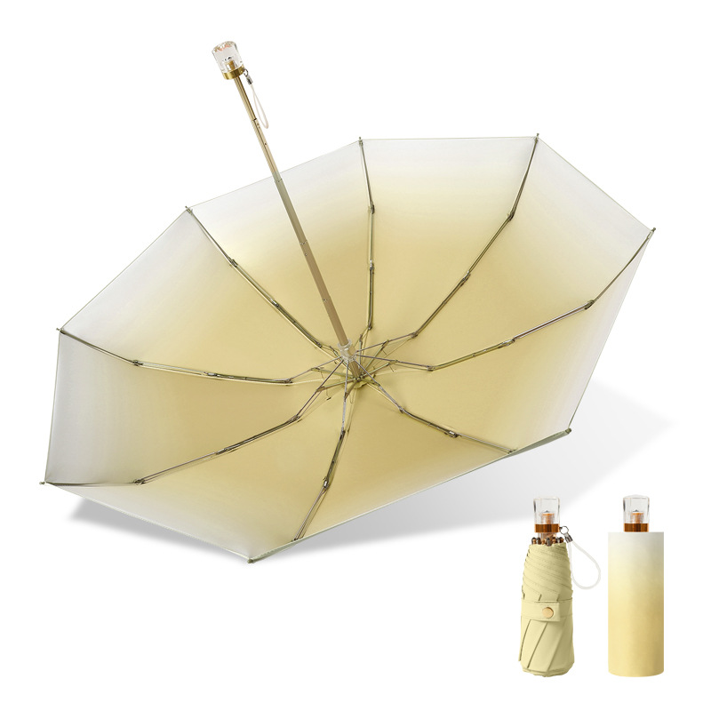 Stylish Folding Five-Fold Gradient Pattern Sun & Rain Umbrella with Strong UV Blocking Features