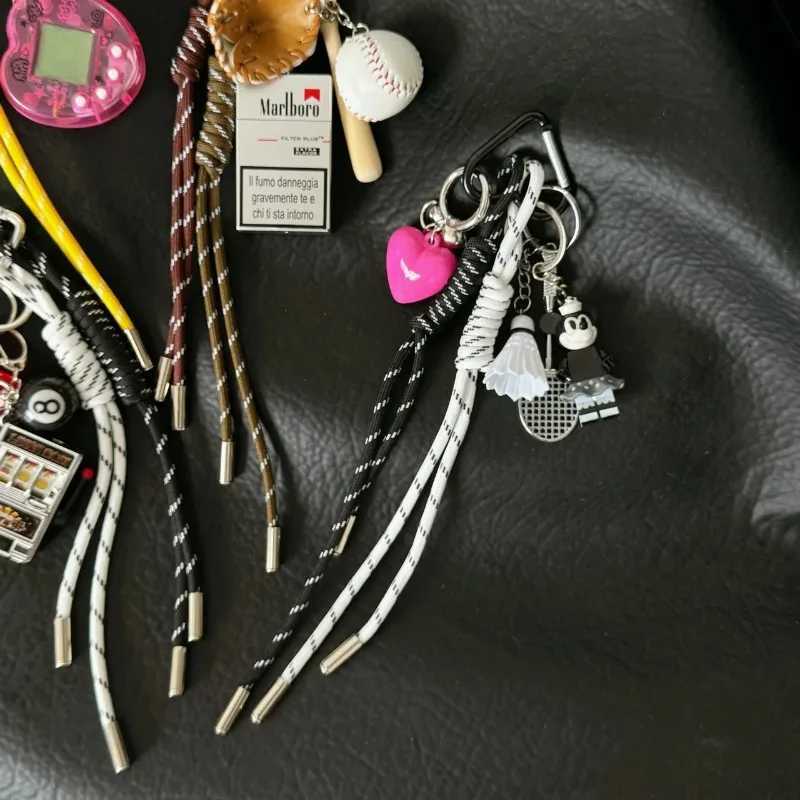 Keychains Lanyards Fashion niche personalized baseball car keychain bag pendant handmade couple woven lanyard H250115