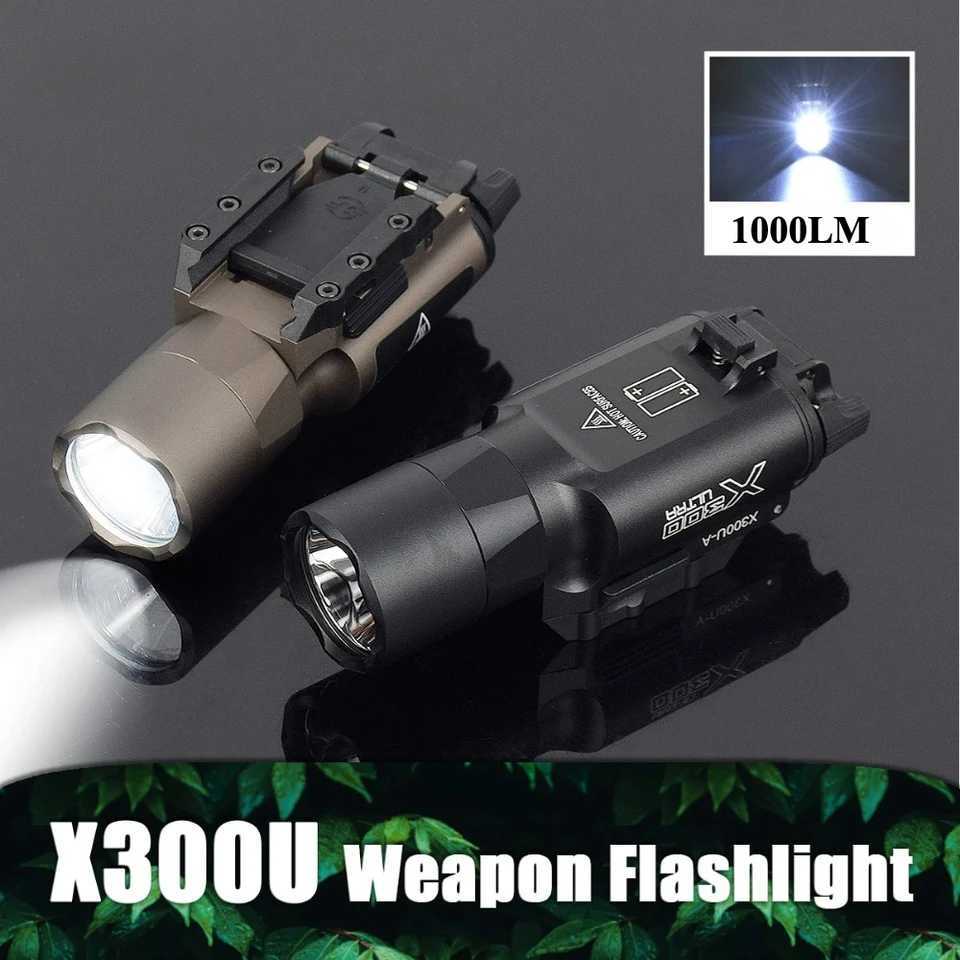 Tactical X300U-A D Flashlight for Pistol Light Airsoft Helmet Light Hunting Weapon Torch 1000 Lumens Fit 20MM RailXJ250114