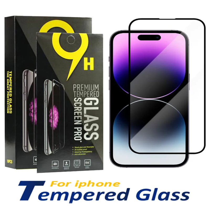 Protecteur d'écran en verre trempé de 9h pour iPhone 16 15 14 13 12 11 Pro Max XS XR 7 8 Plus Samsung S25 A51 A71 A52 A72 0,3 mm d'épaisseur avec