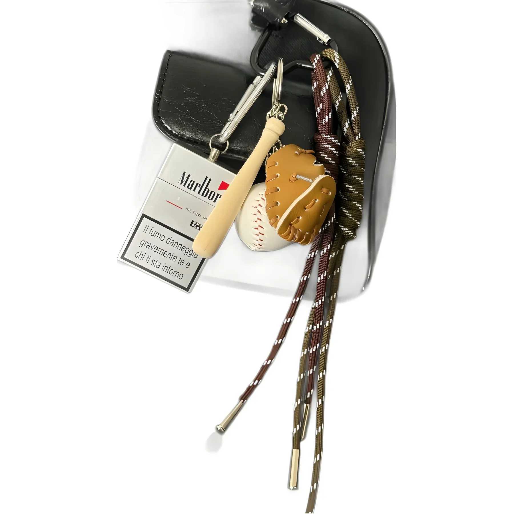 Keychains Lanyards Small niche personalized baseball car keychain bag pendant handmade couple woven hanging rope H250115