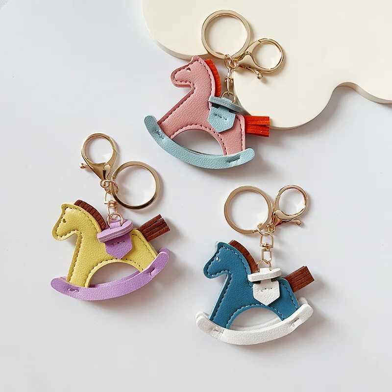 Keychains Lanyards Leather bag pendant rocking horse dragon fashion hanging decoration keychain DIY accessories H250115