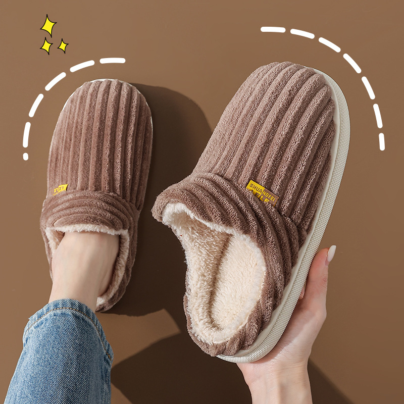 Autumn winter hot sale slippers female couple bag with hot warm non-slip indoor and outdoor wear cashmere cotton shoes
