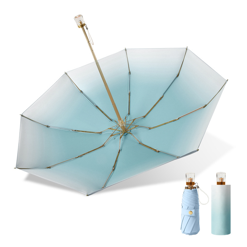 Stylish Folding Five-Fold Gradient Pattern Sun & Rain Umbrella with Strong UV Blocking Features