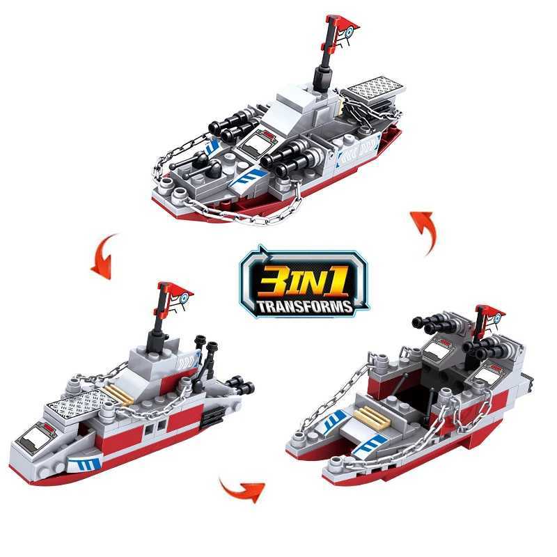 Navy War Chariot Ship Army Boat Plane Model Warships Building Blocks Compatible With Construction Set for Boys Bricks Toys W250115