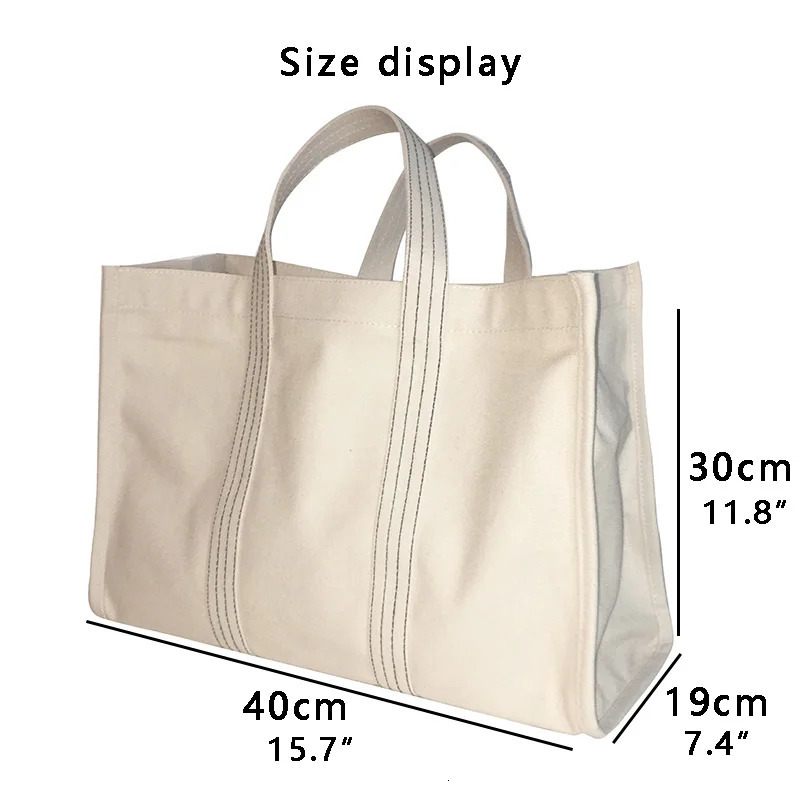 Large er Bag for Women 2024 Canvas Tote Bags Travel Handle Handbags Shopper Casual White Beach Washable Shoulder Bag250114