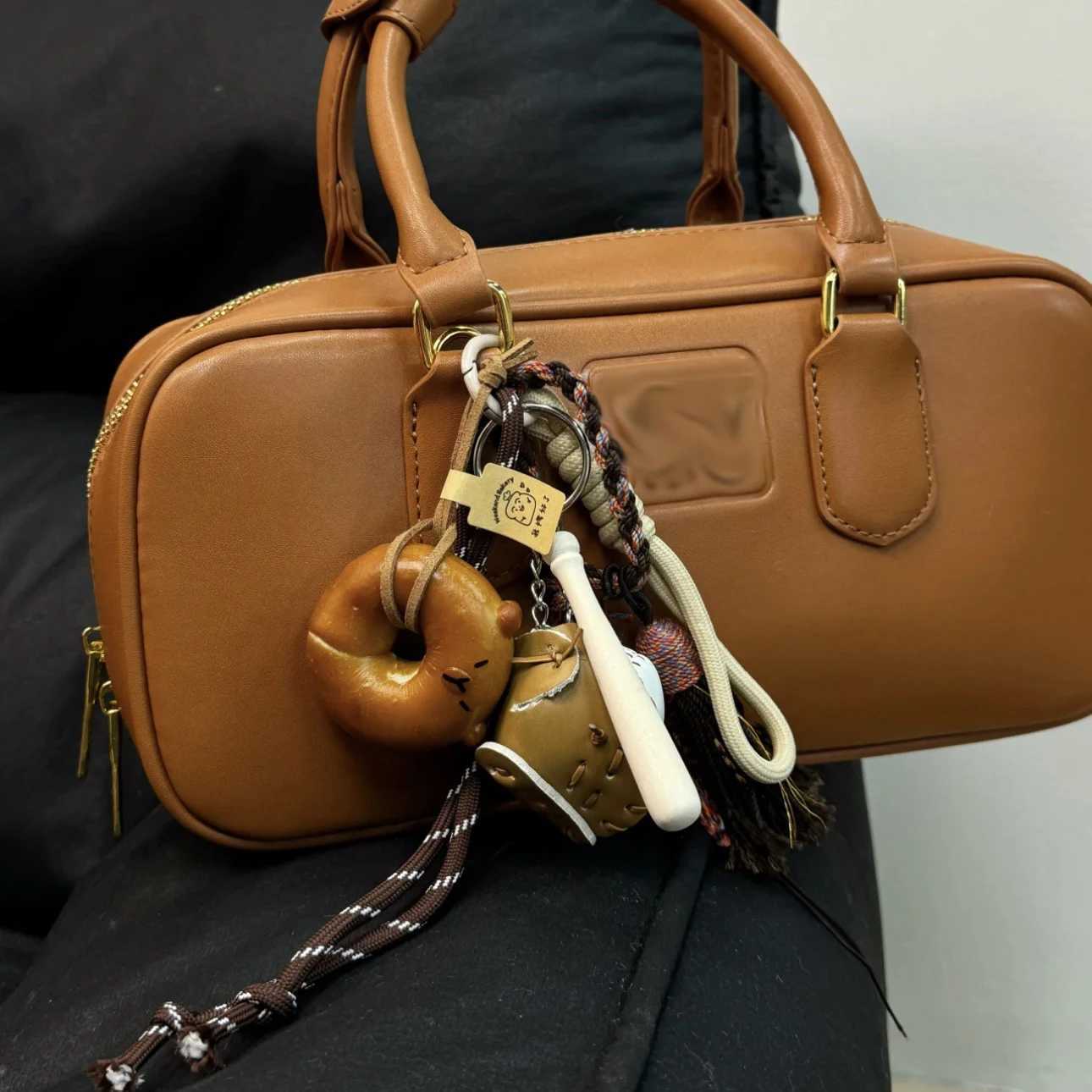 Keychains Lanyards Cute Style Alkaline Water Small Bread Weaving Rope Pendant Bag Decoration Keychain Parts Accessories H250115