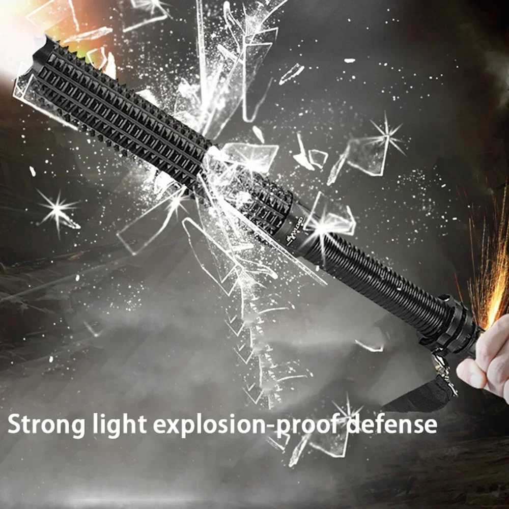 Baseball Bat D Flashlight AluminumAlloy Focusab Zoomab Super Bright Self Dense Mace Light Tactical Baton ergency TorchXJ250114