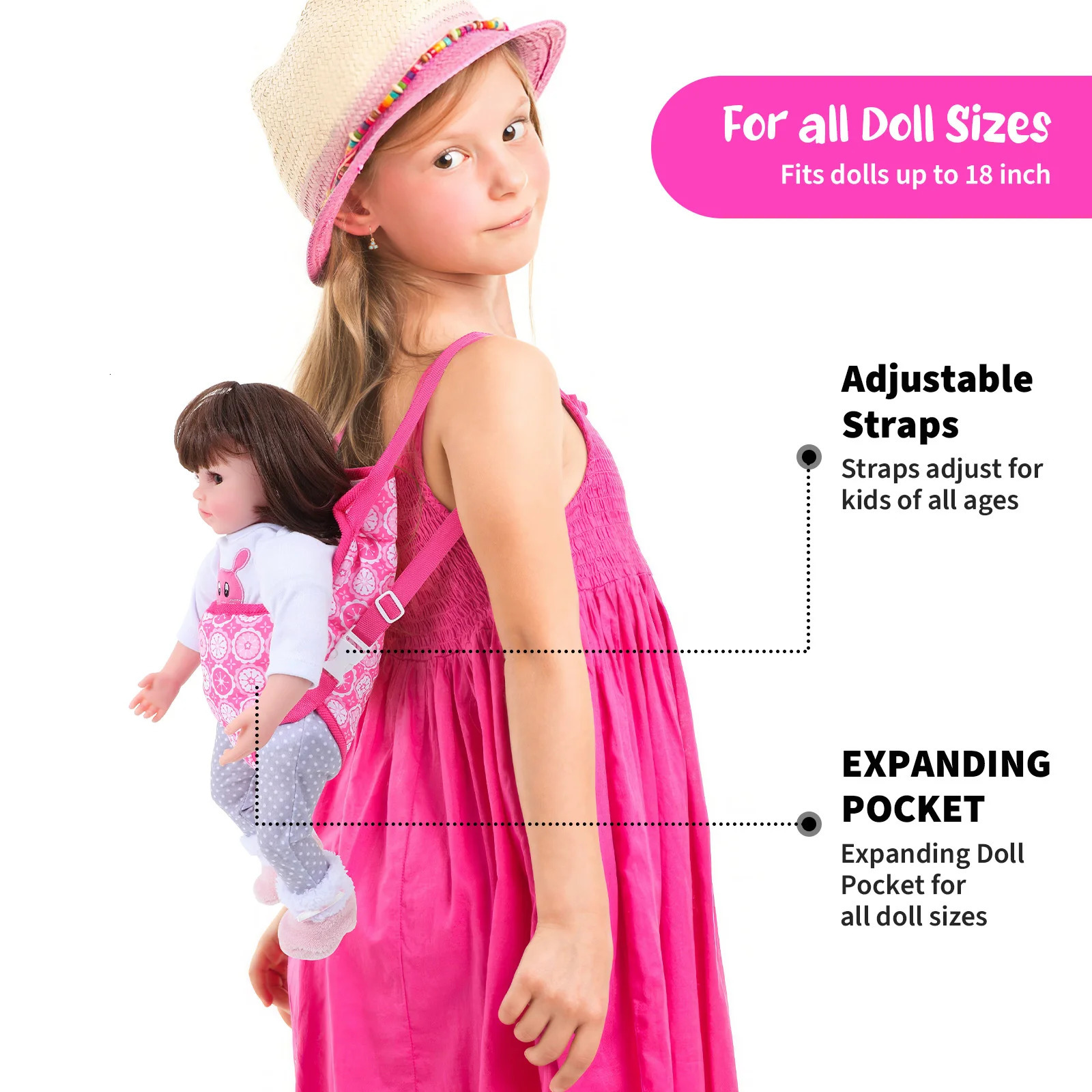 18 Inch American Dolls Baby Stuff Toy s Babydoll Girls Toys Pink Breathable Sling Toddler 250113