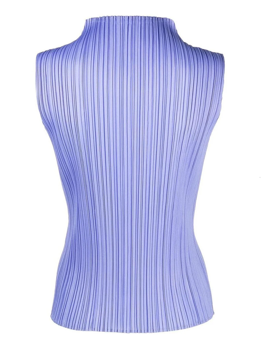 Pleats Please Miyake Pleated Womens Colorful Basics Sleeveless Tops 250109