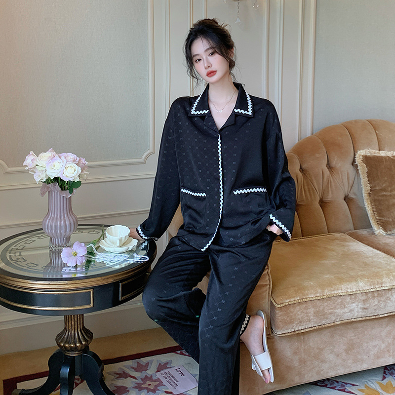 B729-Long-sleeved trousers imitation cotton pull-on pajamas women autumn Korean style casual comfortable simple home clothes