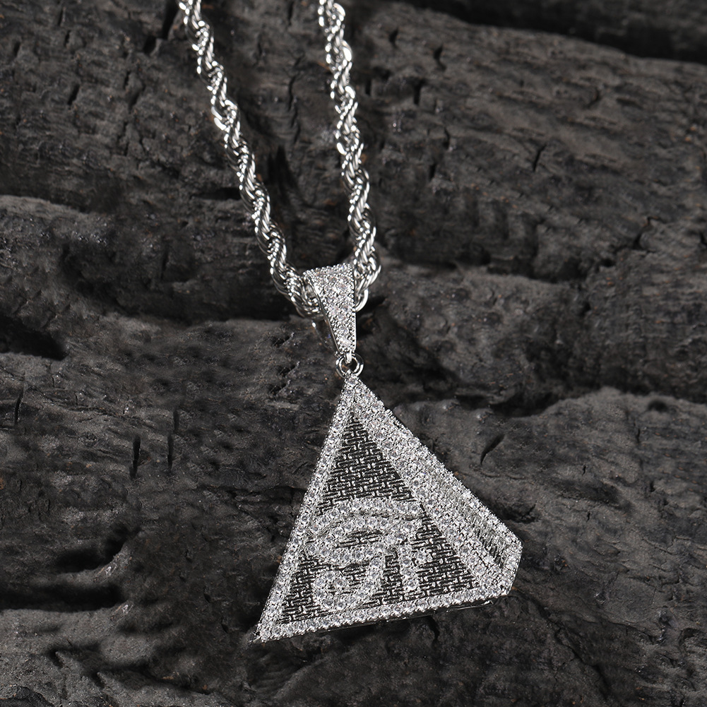 Hip Hop Eye Geometric Pendant Necklace 5A Zircon 18K Real Gold Plated Jewelry