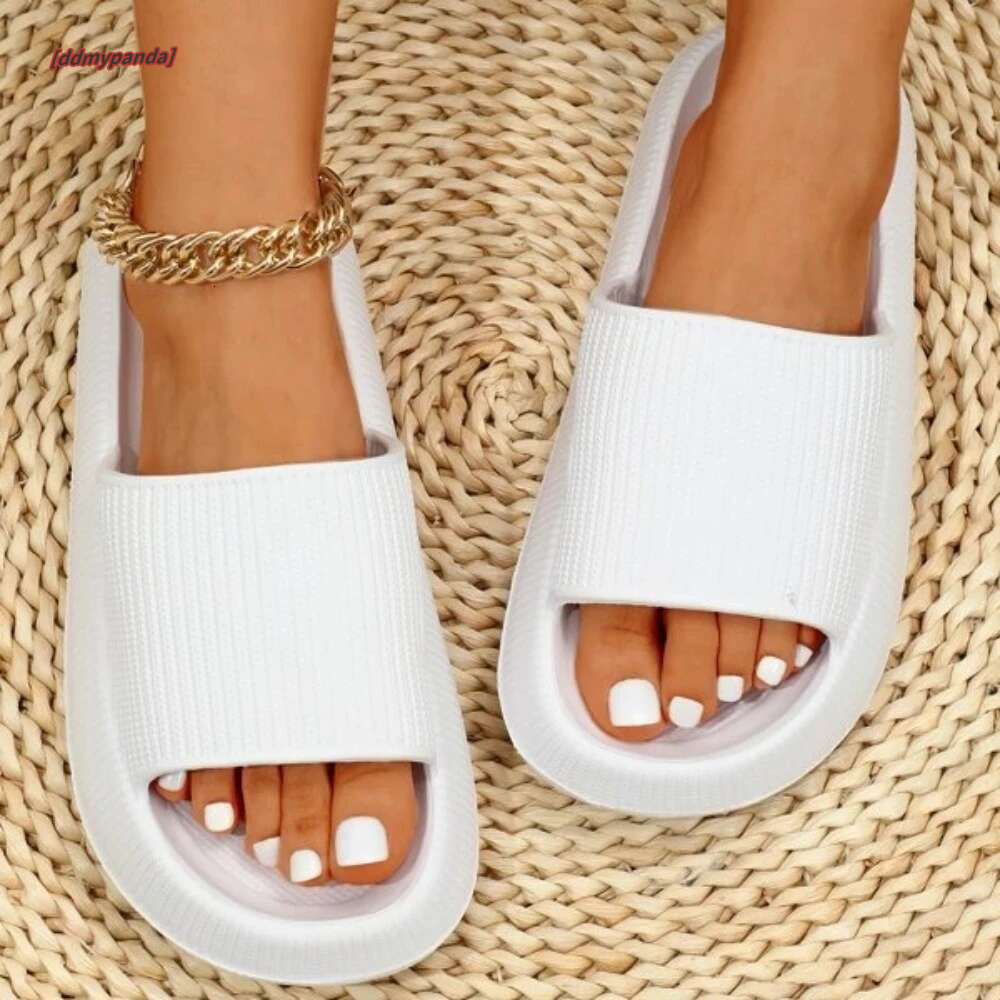 Women Men Designer Brand Slides Summer Beach Slippers Fashion Sandals Non-Slip Ladies Platform Indoor Outdoor Shoes Black Beige ddmypanda ddmypanda