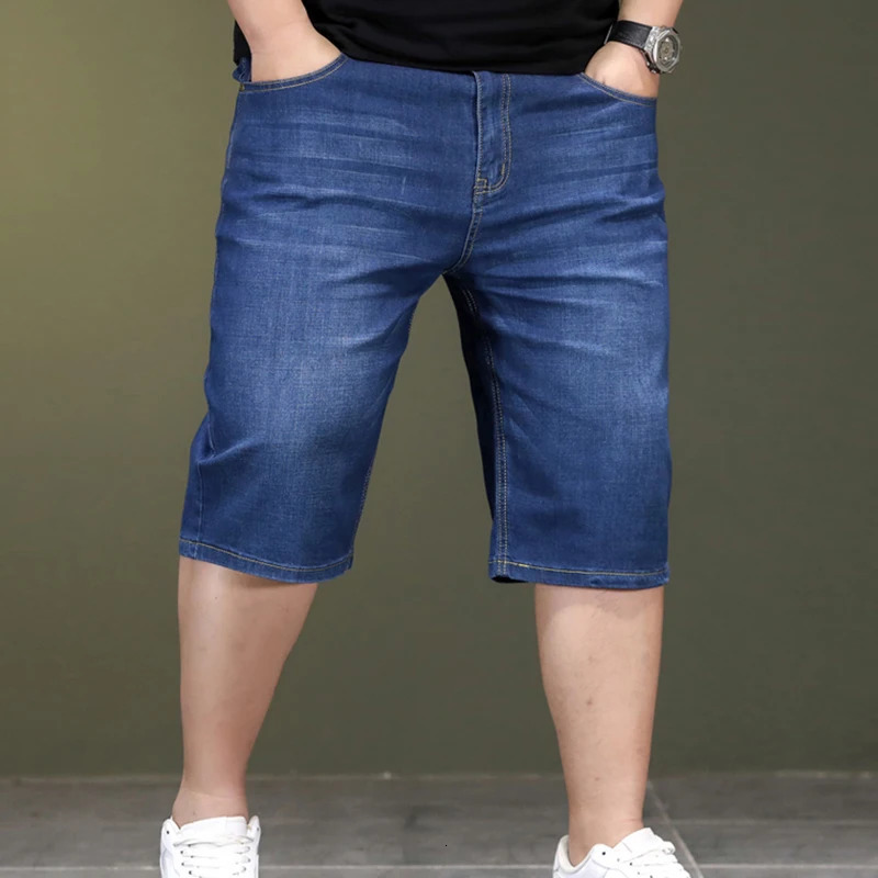 Large Size 44 48 Denim Short Pants Chubby Mens Summer Jeans High Quality Daily Fashion Dropship Plus 250109Z