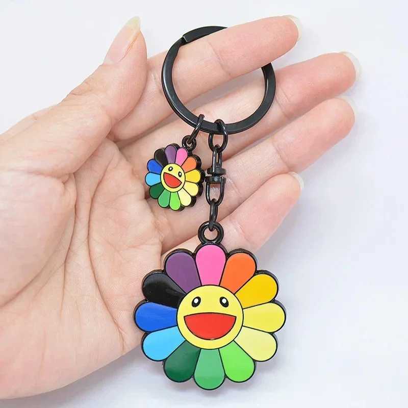 Keychains Lanyards sunflower keychain key ring cute chain for women creative portachiavi llaveros hombre bag charm H250115