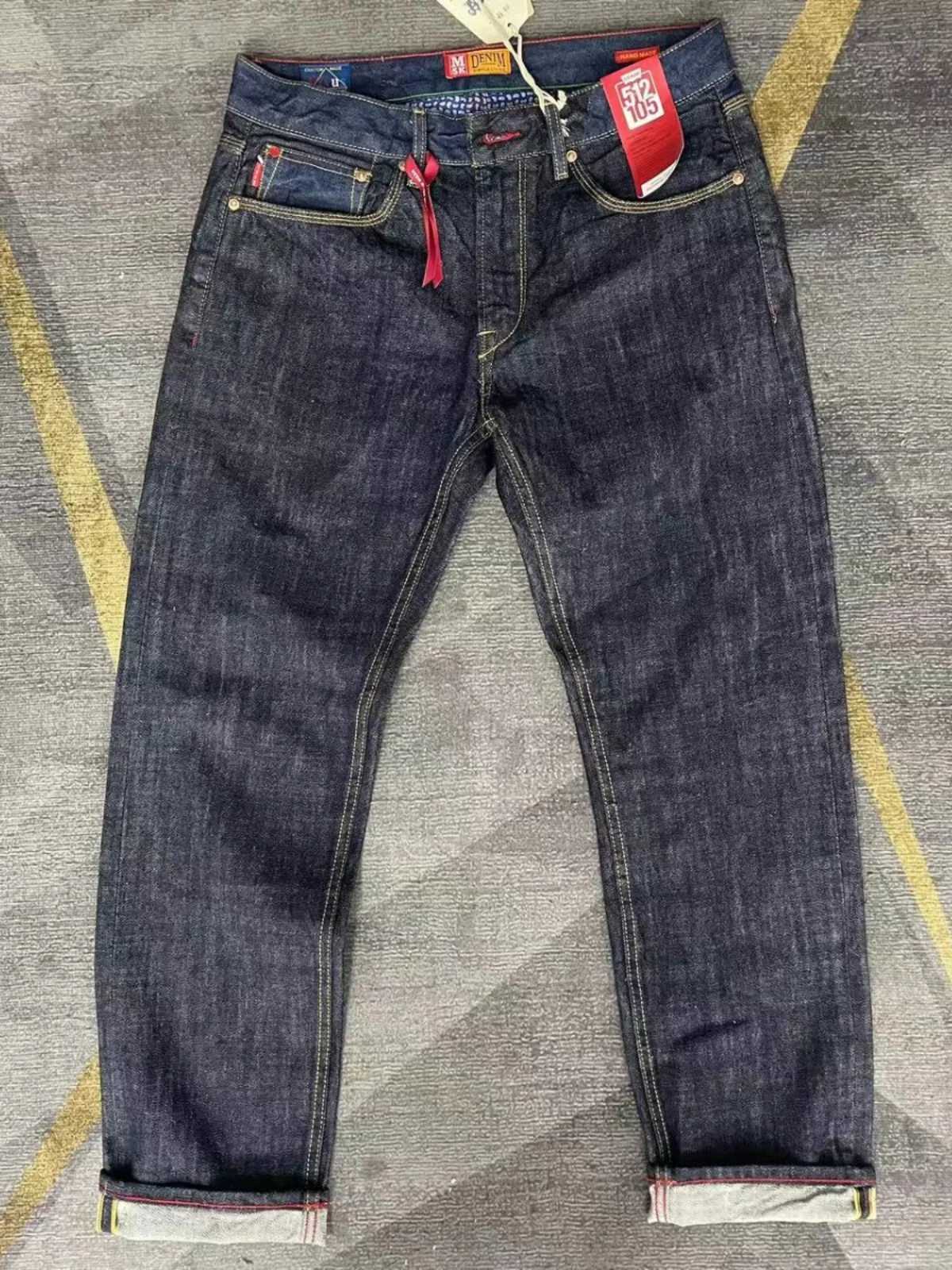 5oz 00% Cotton Red Selvedge Denim Jeans for Men Heavyweight Vintage Washed Casual Tapered Straight Trousers High Quality 502 W250115