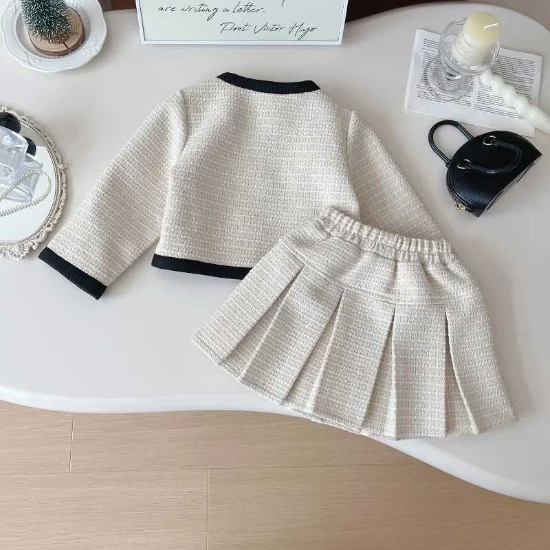 Clothing Sets Girls Suit 2024 Autumn New Korean Version of Girls Small Fragrant Jacket + Semi-skirt Two-piece Set Girls Clothes for 2-7 Yrs Y2411290UM